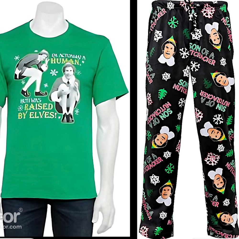 Mens Buddy the Elf Pack Christmas Character Graphic Shirt and Fleece Sleep Pants